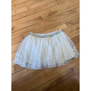 Mini Boden gold and cream tulle floral embroidered‎ skirt